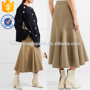 Algodão desfiado e mistura de seda saia sarja manufatura atacado moda feminina vestuário (ta3021s)